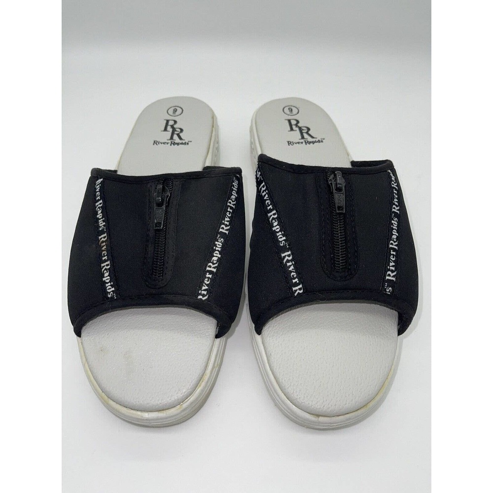 River Rapids RR Women's Slip‎ On Black Sandals Size 9 Zipper Accent GiGi 3406780
